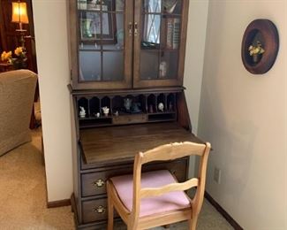 Vintage Secretary Desk with Glass Front Book Case by JASPER CABINET