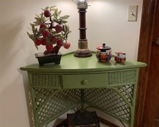 Corner Wicker Side Table