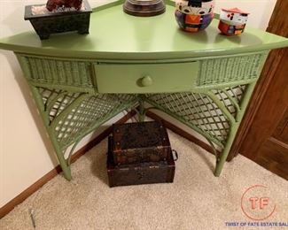 Corner Wicker Side Table