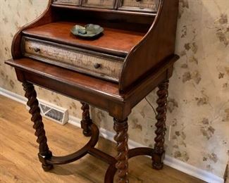 Wood Secretary Desk with Barley Twist Legs