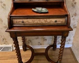 Wood Secretary Desk with Barley Twist Legs