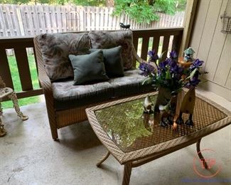 Outdoor 6 Piece Wicker Patio Set with Cushions