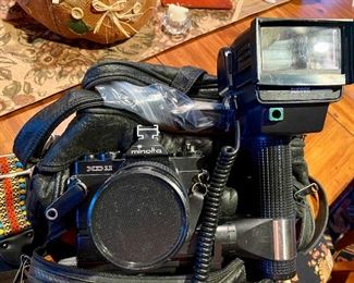 Minolta XD11, camera, bag, lenses and tripod 