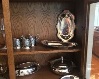Silver plated serviceware and coffee mugs