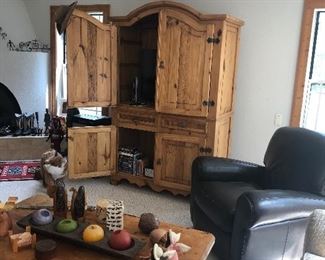 Oak Armoire and coffee table