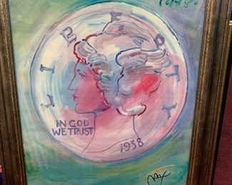 PETER MAX LIBERTY HEAD, SIGNED