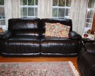 Reclining Black Leather Sofa