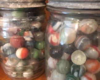 vintage jars of marbles