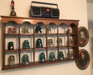 collection of insulators, curio shelf