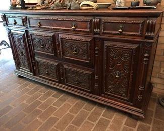 Matching Berkey & Gay sideboard with five frawers and two doors.  Highly carved.