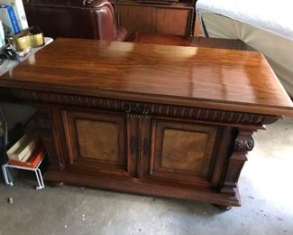 Ornate antique German chest/sideboard with pull-out drawer on top.