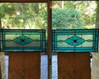 Antique/vintage leaded stained glass windows from out East (Connecticut?).