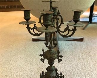 Antique brass candelabra, Victorian-style.
