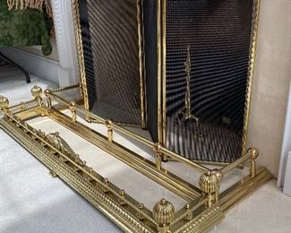 BRASS FIREPLACE FENDERS AND SCREENS