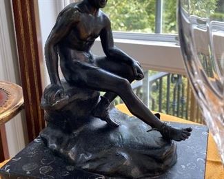 BRONZE FIGURE ON MARBLE BASE