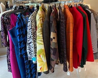 Extraordinary Collection of Designer Women's Clothing and Accessories Including: Purses by Coach, Louis Vuitton, Gucci, Kate Spade, Fendi, Eric Javitts, Black-Saks 5th Ave, Burberry, Prada & India Hicks. Scarf/Pashmina by Lily Pulitzer, Eileen Fisher, Burberry, Inouitoosh, Nina Ricci & Ferragamo. Belts by Brighton, Prada & Scrimshaw. Shoes size 7-7.5 (38) by Vaneli, Eric Javitts, Franco Sarto, Talbots, Cole Haan, J McLaughlin & J. Renee. Clothing sized S-L (2-14) by Misook, St. John, Lily Pulitzer, J. McLaughlin, Persifor, Talbots, Eileen Fisher, Brooks Bros., Escada, Joseph Ripkoff, Gretchen Scott, Rickie Freeman, Karina, Vera Pelle, Lafayette 148 & Tadashi.