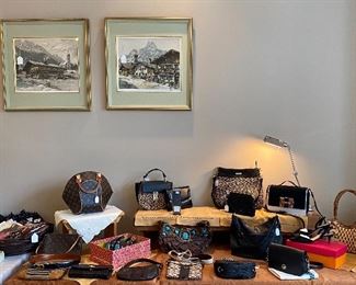 Extraordinary Collection of Designer Women's Clothing and Accessories Including: Purses by Coach, Louis Vuitton, Gucci, Kate Spade, Fendi, Eric Javitts, Black-Saks 5th Ave, Burberry, Prada & India Hicks. Scarf/Pashmina by Lily Pulitzer, Eileen Fisher, Burberry, Inouitoosh, Nina Ricci & Ferragamo. Belts by Brighton, Prada & Scrimshaw. Shoes size 7-7.5 (38) by Vaneli, Eric Javitts, Franco Sarto, Talbots, Cole Haan, J McLaughlin & J. Renee. Clothing sized S-L (2-14) by Misook, St. John, Lily Pulitzer, J. McLaughlin, Persifor, Talbots, Eileen Fisher, Brooks Bros., Escada, Joseph Ripkoff, Gretchen Scott, Rickie Freeman, Karina, Vera Pelle, Lafayette 148 & Tadashi.