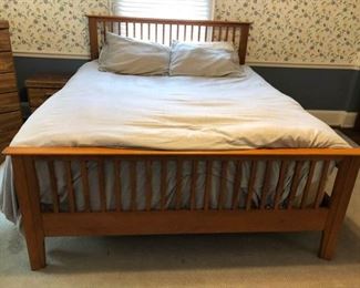 Mission Style Queen Size Bed and Bedding