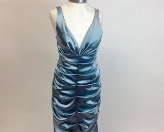 Nicole Miller Evening Tuck Dress Teal Blue NWT (new with tag).