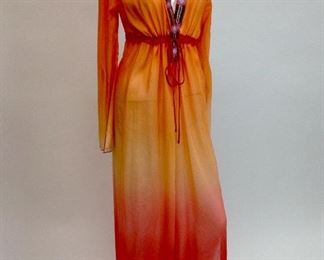 Halé Bob Beaded Deep V Cabana Dress Orange NWT.