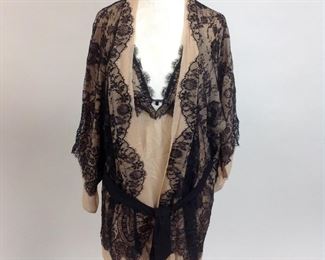 Jenny Parkham Designer Lingerie Black Lace on Nude. 