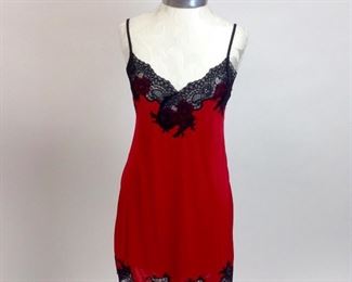 Natori Lingerie Red Silk with Black Lace. 