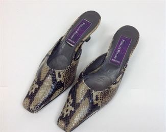 Phyllis Poland Italian Snake Skin Mules / Shoes. 