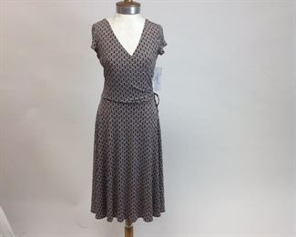 Maggy L Brown & White Print Wrap Dress (NWT)