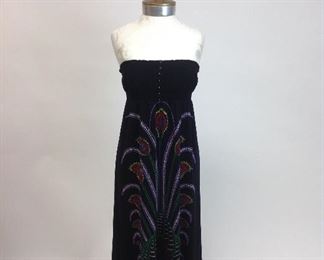 Funky People Strapless Black Dress with Peacock Design 