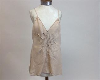 Max Studio Linen Spaghetti Strap Top with Stitch Detail 