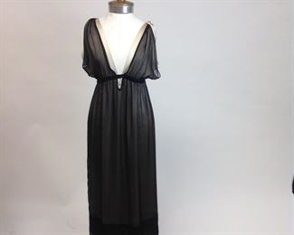 Rubin Chapelle 100% Silk Sand and Black Evening Dress 
