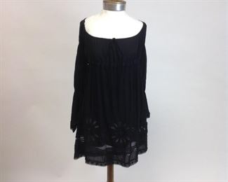 Alessandra N of St.Barth Black Boho Dress with Lace Detail 