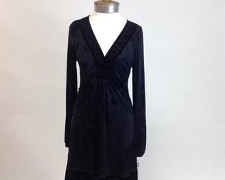 Halé Bob V Neck Black Dress with Bead and Velvet Detail 