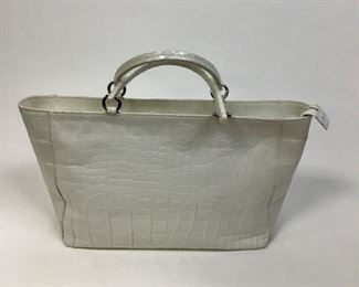 White Suarez Alligator Tote