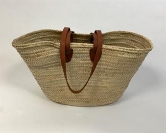 Palm Straw and Leather Tote