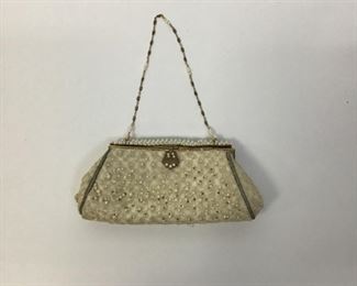 Revivals Ivory Beaded with Pearl Seeds Evening Clutch 