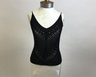 Max Azalia Collection Silk Black Crochet Tank 
