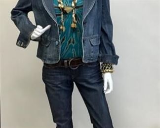 Lucky Brand Jeans, INC Jean Jacket, Prana Tie Dye Long Sleeve Shirt, Panhandle Slim Black Leather Western Boot, And Brit West Straw Hat 