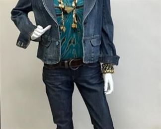 Lucky Brand Jeans, INC Jean Jacket, Prana Tie Dye Long Sleeve Shirt, Panhandle Slim Black Leather Western Boot, And Brit West Straw Hat