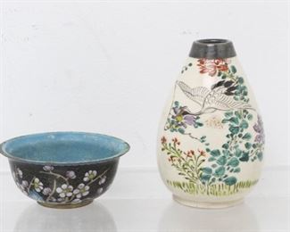 Japanese vase with silver mounted top