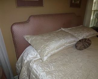  Upholstered king size headboard and bed