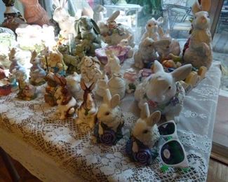 assortment of rabbit ceramics