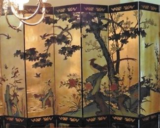Eight panel, gold ground, Coromandel Asian style screen