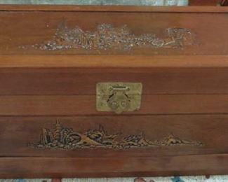 Small carved wood trunk