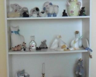 Bookcase with many critters