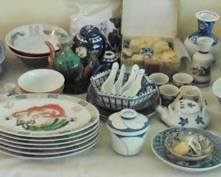 Asian style servers, bowls, teapots