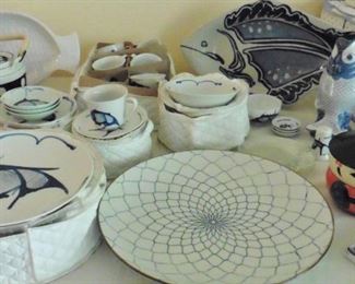 Blue & white Carp china and other servings pieces