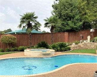 Poolside yard art; birdhouse