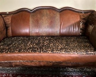 Unique leather embossed sofa