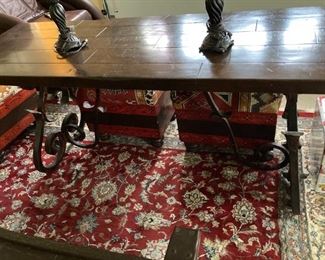 Handsom metal and wood sofa table